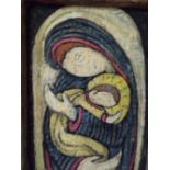 CLAVE (XX). Modernist study of the Madonna and child, signed upper right, oil on board, framed, 19 x