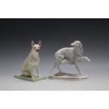 TWO ROYAL WORCESTER DOG FIGURES CONSISTING OF A BULL TERRIER BY DORIS LINDNOR, and a Borzoi by