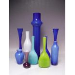 TEN SWEDISH CASED GLASS VASES, to include examples by Elme Glasbruk. some still with generic "Made