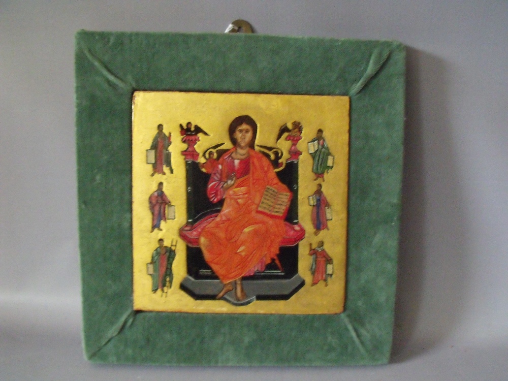 (XX-XXI). Religious icon studies of various Saints, unsigned, mixed media on panel, set in a covered - Image 2 of 3