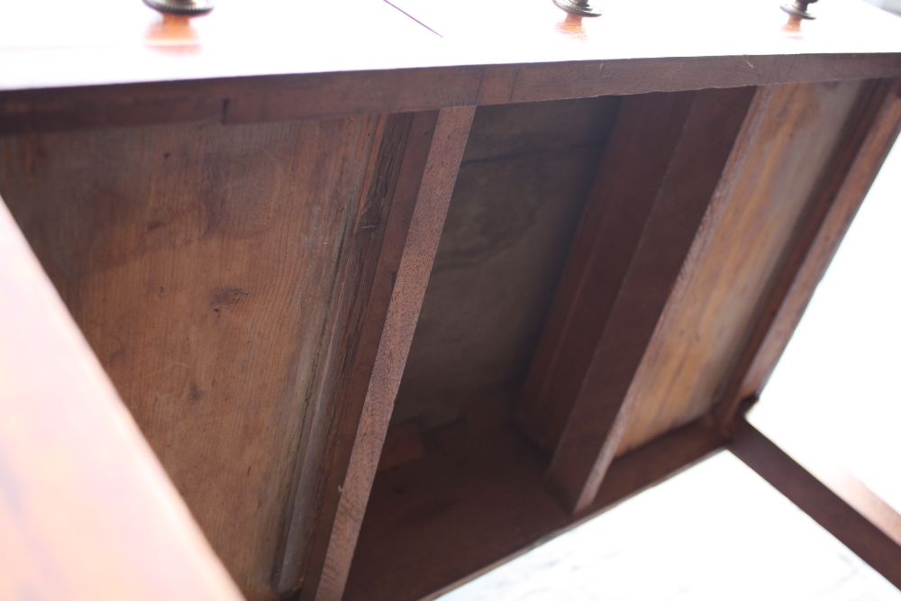 AN ANTIQUE MAHOGANY INLAID SMALL WASHSTAND, the tray top above two small drawers and a central dummy - Image 7 of 9