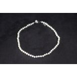 A SET OF INDIVIDUALLY KNOTTED PEARLS ON AND 18 CARAT WHITE GOLD CLASP, L 40 cm