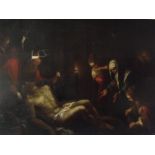 (XVIII). School of BASSANO 'The Descent From The Cross', with worshipers, unsigned, oil on canvas,