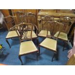 A SET OF 8 MAHOGANY EDWARDIAN SALON CHAIRS INCLUDING TWO CARVERS