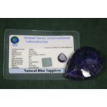 A GGIL CERTIFIED 452 CARAT PEAR SHAPED SAPPHIRE