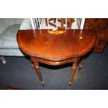 AN INLAID DEMI-LUNE HALL TABLE WITH SINGLE DRAWER