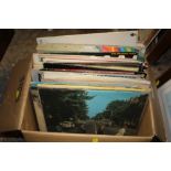 A BOX OF LP RECORDS TO INCLUDE THE BEATLES, DAVID BOWIE, THE JAM ETC.