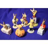 SEVEN ROYAL DOULTON BUNNYKINS FIGURES TO INCLUDE 'HALLOWEEN BUNNYKINS', 'NEW BABY BUNNYKINS'