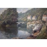 R.G.TROW (XX). Modern British school .Mill on the Avon' with boats and figures, see verso, signed