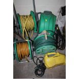 A KARCHER PRESSURE WASHER PLUS HOSE REELS ETC