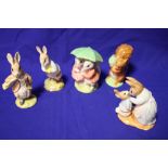 FIVE BOXED ROYAL ALBERT BEATRIX POTTER FIGURES, TO INCLUDE 'GOODY AND TIMMY TIPTOES', 'PETER WITH