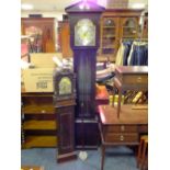 A LARGE MODERN WEST GERMAN LONGCASE CLOCK H-205 CM, WITH A SMALLER CLOCK (2)