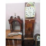 AN ANTIQUE OAK AND MAHOGANY LONGCASE CLOCK WITH ENAMEL DIAL R - MILLER - PERTH A/F TWIN WEIGHTS -