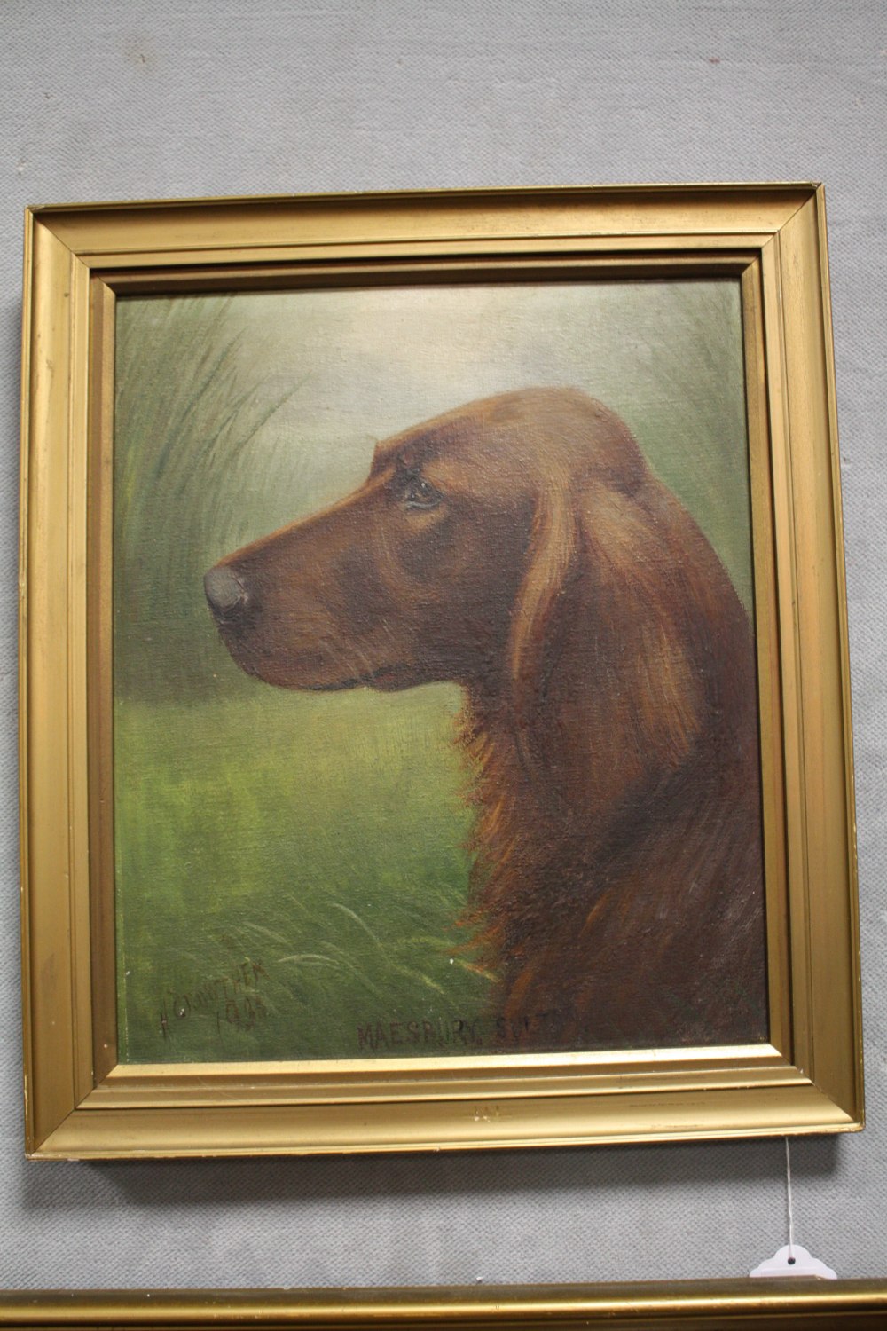 HENRY CROWTHER (1800-1900). Study of a Red Setter with long grasses in background 'Maesbury Sultan', - Image 2 of 3