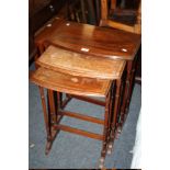 A MAHOGANY NEST OF THREE INLAID TABLES