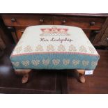 A VINTAGE STYLE 'HER LADYSHIP' UPHOLSTERED STOOL