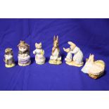 SIX ROYAL ALBERY BEATRIX POTTER FIGURES TO INCLUDE 'AND THIS PIG HAD NONE' AND 'FIERCE BAD RABBIT'