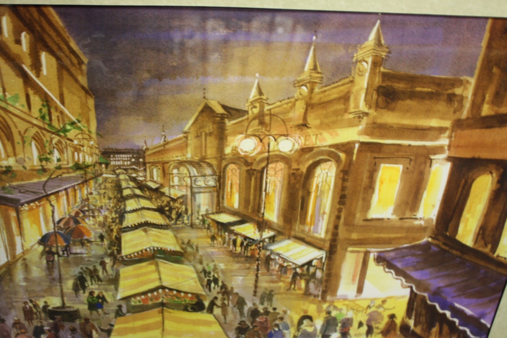 A PAIR OF FRAMED AND GLAZED BIRMINGHAM BULLRING MARKETS INTEREST MIXED MEDIA PICTURES - Image 3 of 3