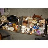 TWO TRAYS OF ASSORTED CERAMICS TO INCLUDE ROYAL WORCESTER, WEDGWOOD ETC