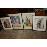 A FOUR 1920'S FIGURAL PRINTS