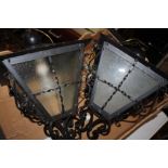 A PAIR OF METAL LANTERNS