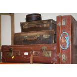 A COLLECTION OF VINTAGE SUITCASES AND BRIEFCASES ETC., A/F