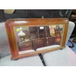 AN ANTIQUE OVERMANTLE MIRROR, W 71 cm, A/F
