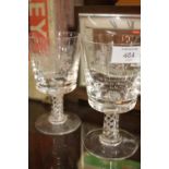 A PAIR OF COMMEMORATIVE AIR TWIST STEM DRINKING GLASSES