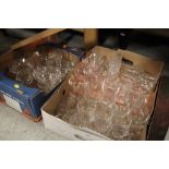 TWO TRAYS OF GLASSWARE TO INCLUDE CUT GLASS