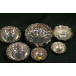A COLLECTION OF WHITE METAL BOWLS - SOME STAMPED GUV? SILVER (6)