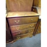 AN ANTIQUE OAK FOUR DRAWER CHEST OF DRAWERS H-86 W-70 CM