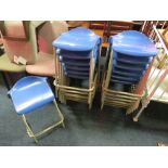 A COLLECTION OF 13 VINTAGE METAL AND PLASTIC STACKING STOOLS