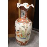 A LARGE CHINESE FRILL TOPPED VASE, decorated with typical scenes, H 64 cm