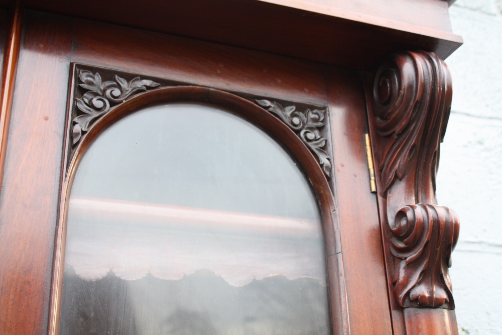 A 19TH CENTURY MAHOGANY GLAZED FLOORSTANDING BOOKCASE OF SLIM PROPORTIONS, the glazed, twin door - Image 8 of 8