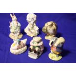 SIX ROYAL ALBERT BEATRIX POTTER FIGURES TO INCLUDE 'MR ALDERMAN PTOLEMY' ' PETER ATE A RABBIT' '