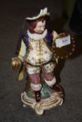 A SEVRES STYLE PORCELAIN FIGURE OF A GENTLEMAN WITH A SWORD AND SHEILD