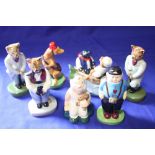 THREE WADE CATKINS FIGURES TOGETHER WITH TWO WIND IN THE WILLOWS FIGURES AND TWO OTHERS (7)