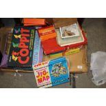 A COLLECTION OF VINTAGE BOARD GAMES, TABLE TOP POOL TABLE ETC.
