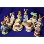 TEN LARGE ROYAL ALBERT BEATRIX POTTER FIGURES TO INCLUDE 'PETER WITH RED POCKET HANDKERCHIEF'