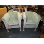 A PAIR OF MODERN UPHOLSTERED TUB ARMCHAIRS