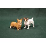 A BESWICK JACK RUSSELL FIGURE, TOGETHER WITH A BESWICK CORGI FIGURE (2)