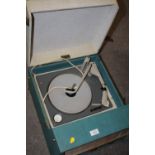 A VINTAGE DANSETTE CONQUEST PORTABLE RECORD PLAYER TOGETHER WITH SLIK TRIPOD