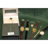 A COLLECTION OF VINTAGE AND MODERN WRISTWATCHES TO INCLUDE A BOXED GUCCI STYLE EXAMPLE