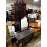 A REPRODUCTION CORNER CABINET, TABLE AND MIRROR (3)