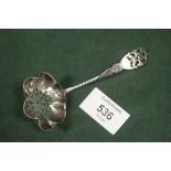 A HALLMARKED SILVER SIFTER SPOON