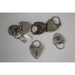 EIGHT SILVER HEART LOCK CHARM BRACELET FASTENERS