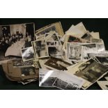A COLLECTION OF VINTAGE AND ANTIQUE BLACK AND WHITE PHOTOGRAPHS AND POSTCARDS ETC