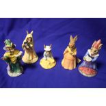 FIVE ROYAL DOULTON BUNNYKINS FIGURES, TO INCLUDE 'SANDS OF TIME BUNNYKINS', 'SUNDIAL BUNNYKINS'