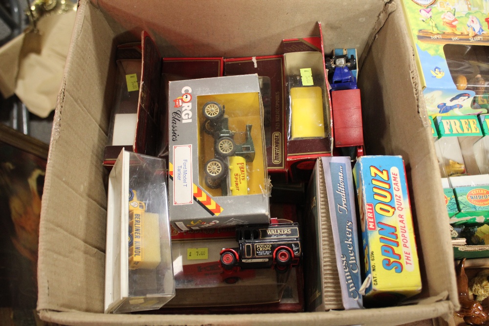 A BOX OF DIECAST TOY CARS TO INCLUDE MATCHBOX AND CORGI EXAMPLES