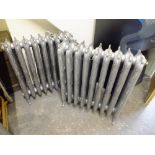 TWO CAST DECORATIVE RADIATORS - IN SILVER WITH ACANTHUS MOULDED DETAIL ALL OVER H- 77 CM W-73 CM (